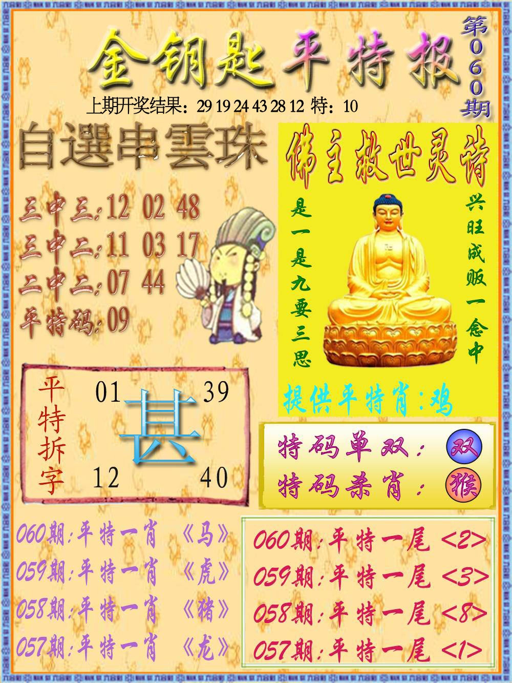 060期金钥匙平特报[图]