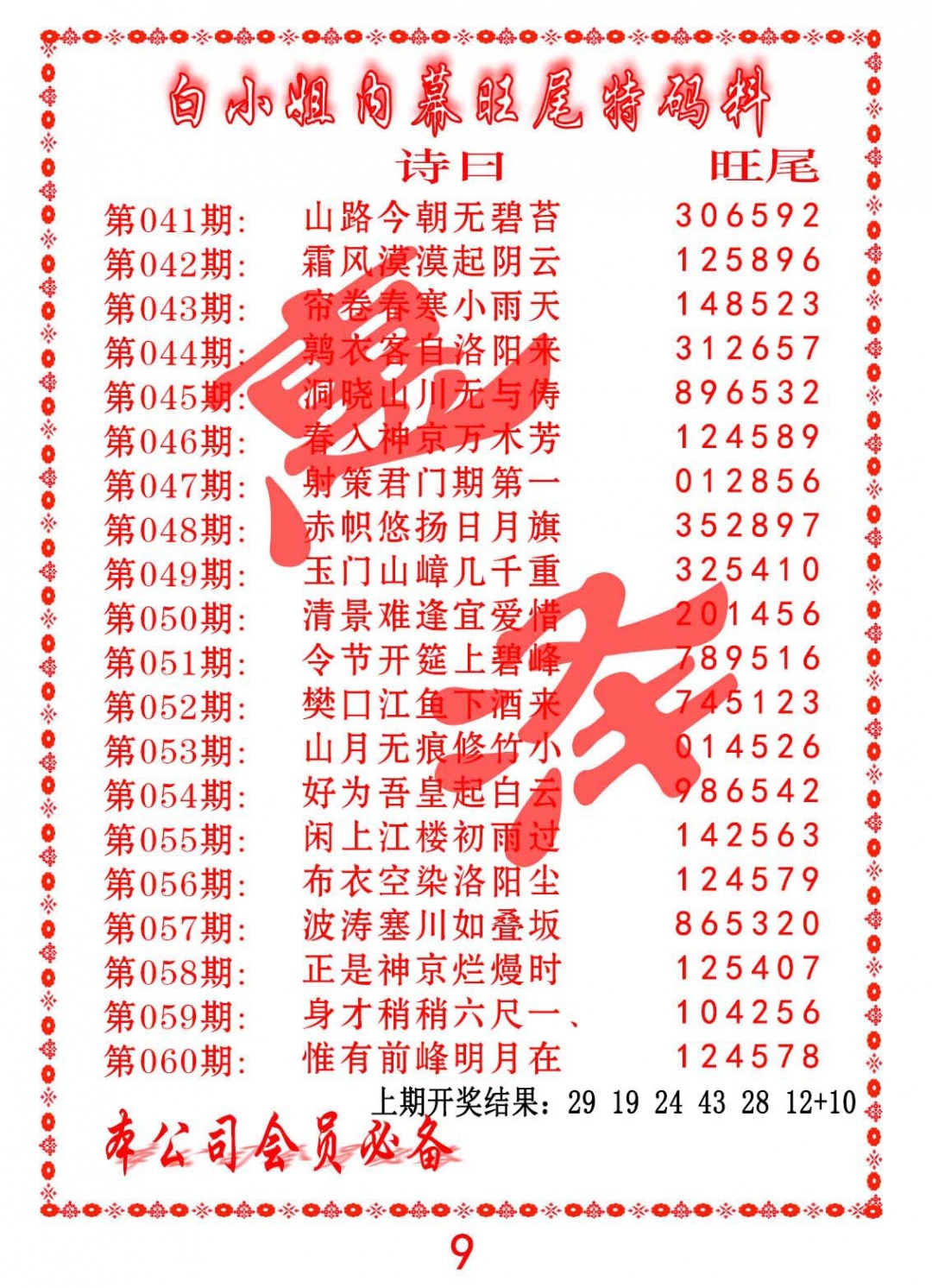 060期内幕旺尾特码料[图]