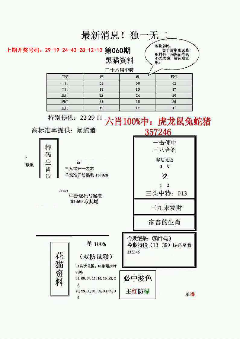 060期独一无二(正)[图]