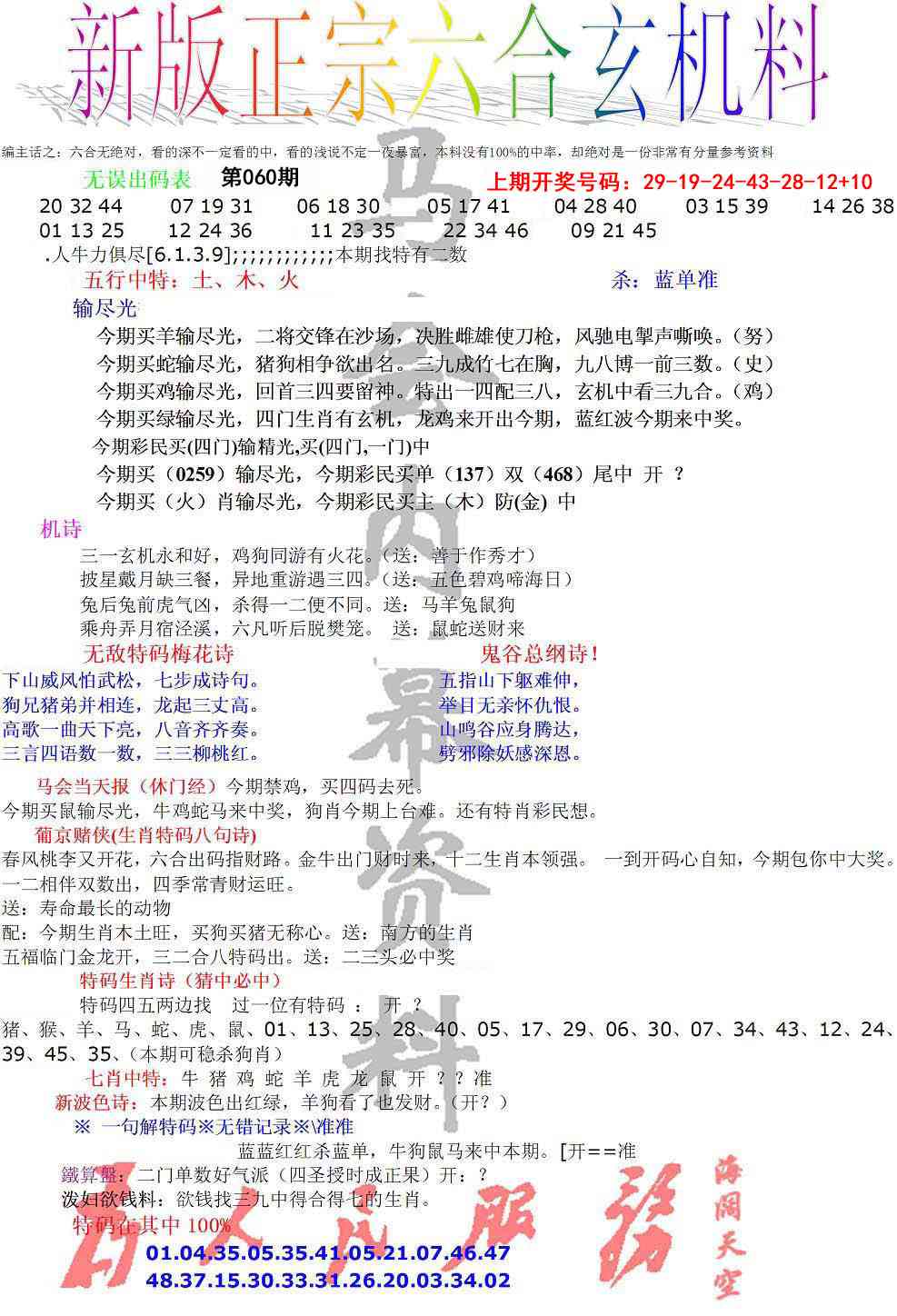 060期正宗六合玄机料[图]
